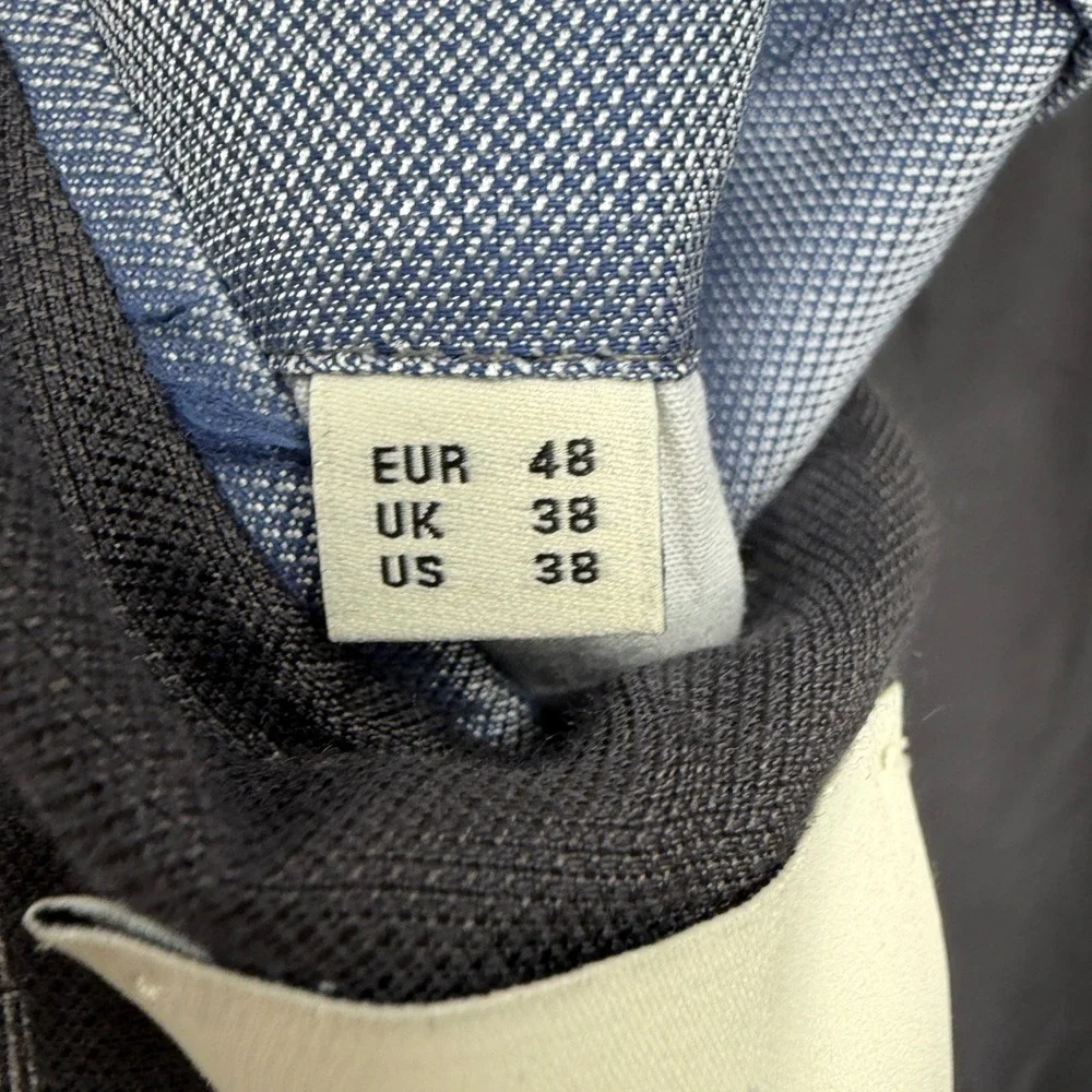 GANT Wool Plaid Slim Blazer Gray Windowpane Two Button Sport Coat US‎ 38 EU 48